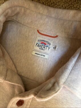 Faherty beige organic cotton long sleeved   Shirt